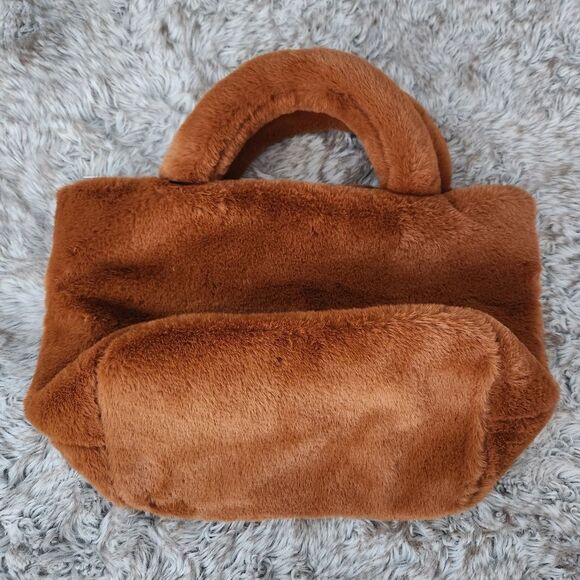 NA-KD Brown Furry Mini Tote Faux Fur Brand New with Tags - Picture 2 of 13
